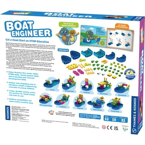 Box of Boat Engineer STEM education kit with colorful parts and illustrations.