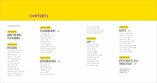 Colorful table of contents with chapters on technology, science, engineering, art, and math.
