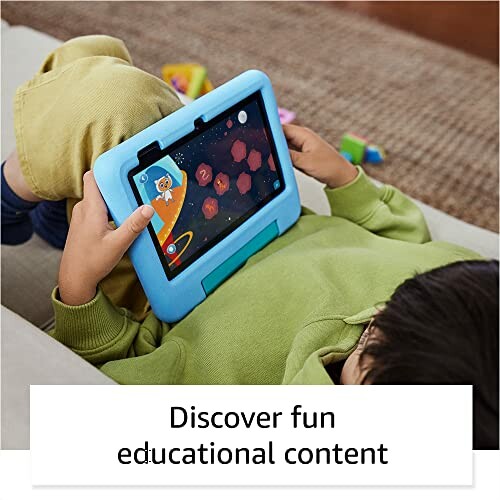 Child playing an educational game on a tablet