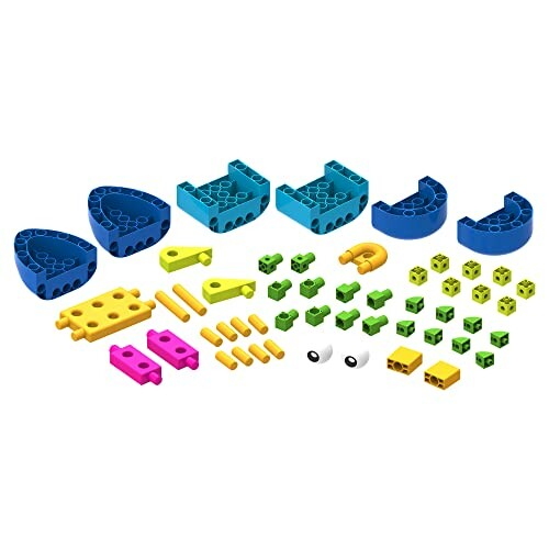 Assorted colorful LEGO pieces in various shapes and sizes.