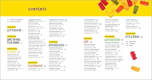 Colorful table of contents with gummy bears decoration.