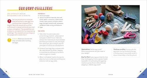 Instructions and materials for an egg drop challenge with various craft supplies.
