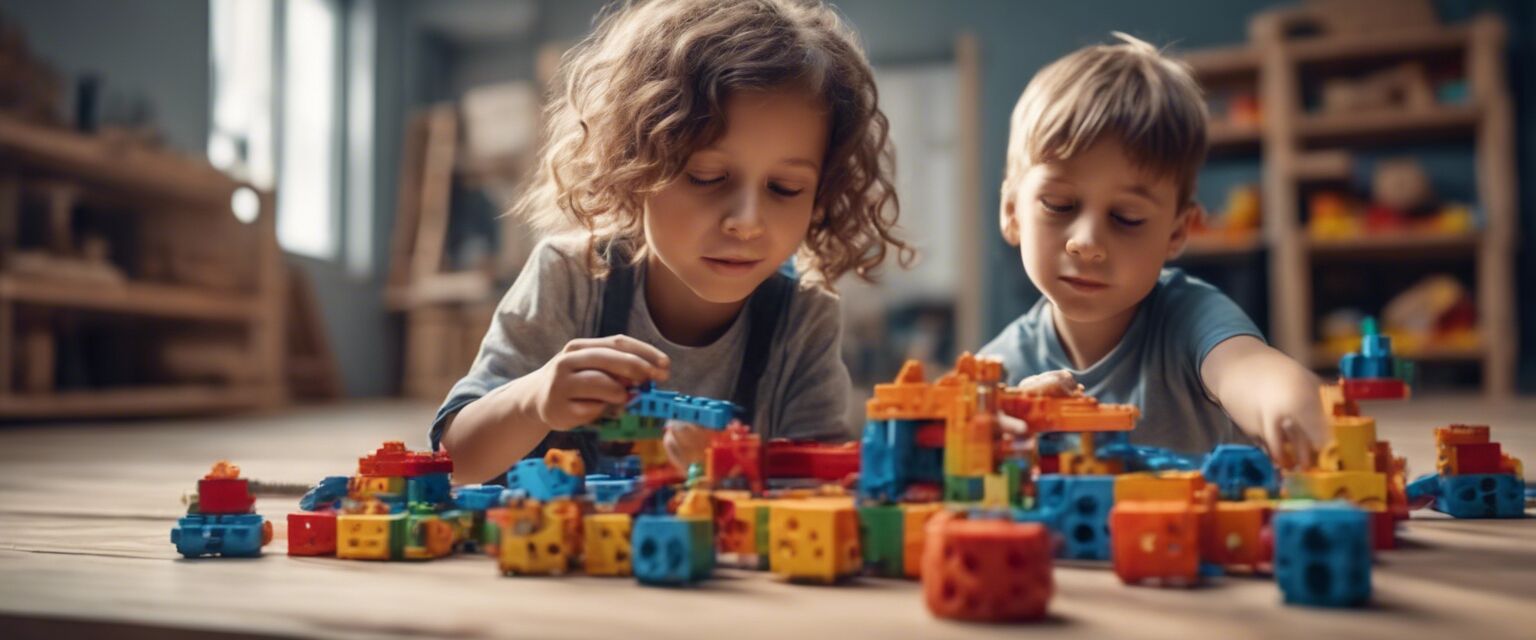 Kids playing with engineering toys