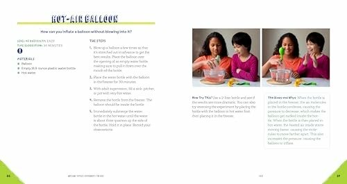 Two children conducting a hot-air balloon experiment with a bottle and balloon.