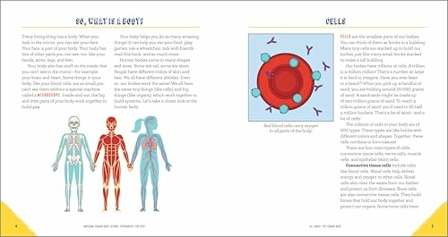 Illustration of human body and cell structure with descriptive text.