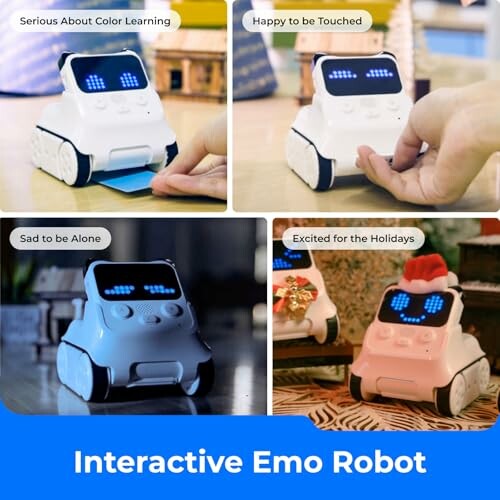 Interactive Emo Robot showcasing various expressions and interactions.