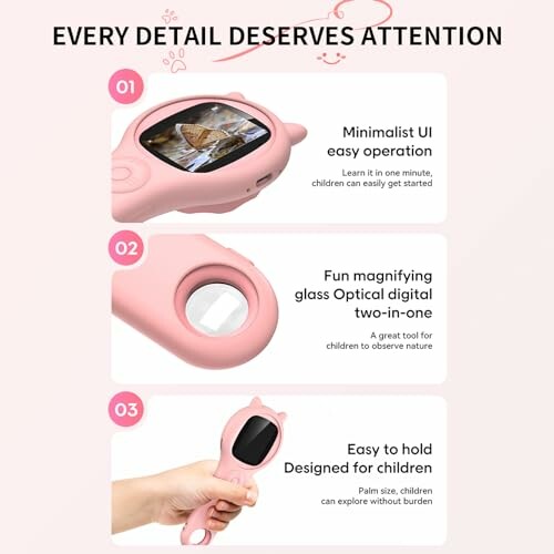 Children's digital magnifier with educational features.