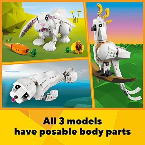 LEGO animal models with posable body parts.