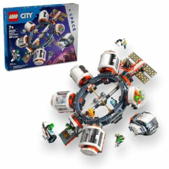 LEGO City Space Station set with box and assembled model.