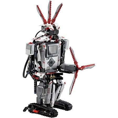 LEGO Mindstorms EV3 robot with tracks and propellers.
