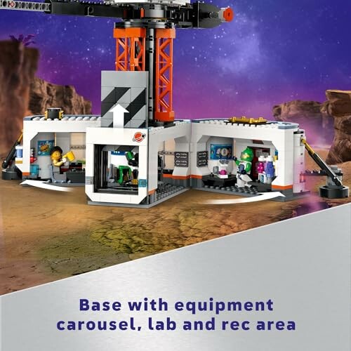 LEGO space base with carousel, lab, and recreation area.