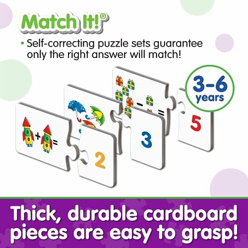 Educational puzzle game for kids aged 3-6 featuring math and matching activities.