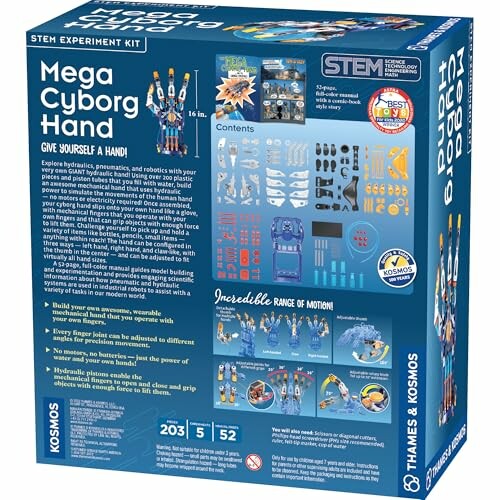 Mega Cyborg Hand STEM Experiment Kit box with contents displayed.