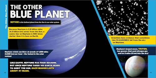 Poster with facts about Neptune, the other blue planet.