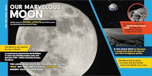Infographic about the Moon's characteristics and facts.
