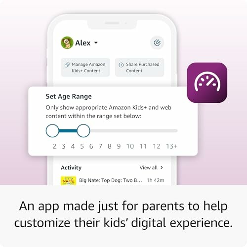 Parental control app interface showing age range settings.