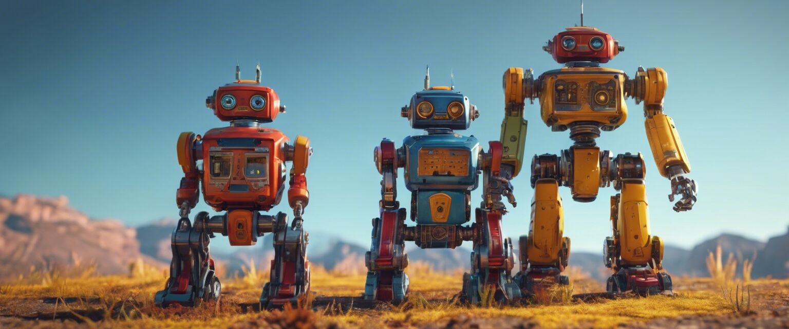 Diverse toy robots for children