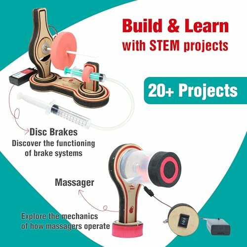 STEM project kit with disc brakes and massager models.